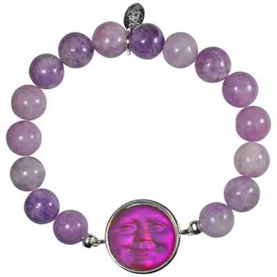 Kirks Folly Glass Seaview Moon Lepidolite 10mm Stretch Bracelet ST Volcano