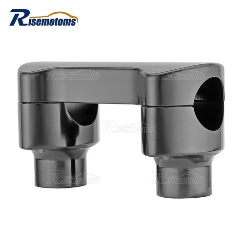2" Tall 1.25" Mount Gloss Black Hefty Handlebar Risers/Top Clamp Kit For Harley