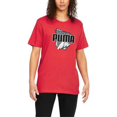 

Puma Summer Logo Графический короткий рукав Футболка с круглым вырезом Мужские повседневные топы размера, Красный, Puma Summer Logo Graphic Short Sleeve Crew Neck T-Shirt