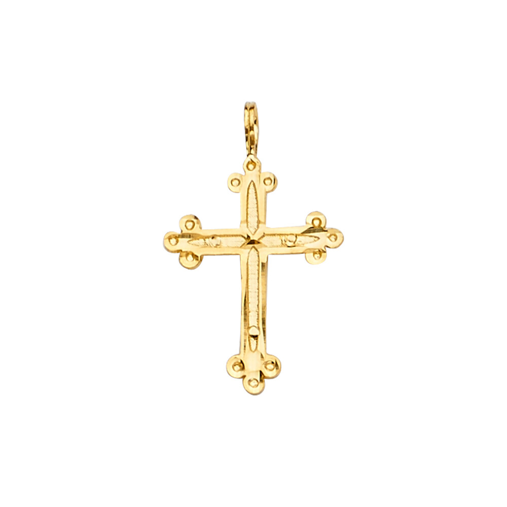 Pre-owned Tgdj 14k Yellow Gold Cross Religious Pendant Charm Singapore Necklace Chain Set In 18"