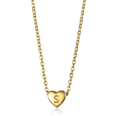 Dainty Gold Plated Heart Initial Letter Pendant Necklace for Girls Kids Jewelry