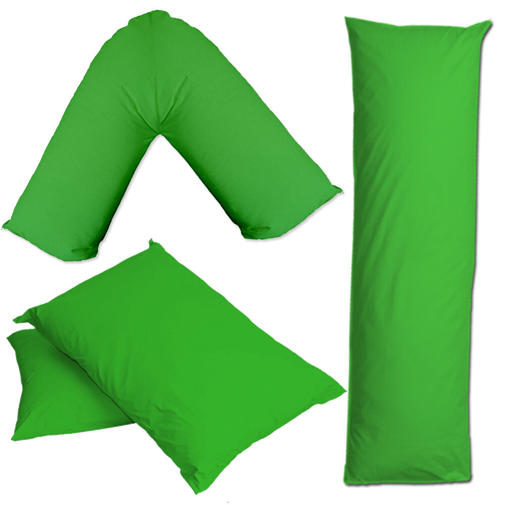 Grass Green Pillow Case Cover V Shape Bolster Long Pillow Case