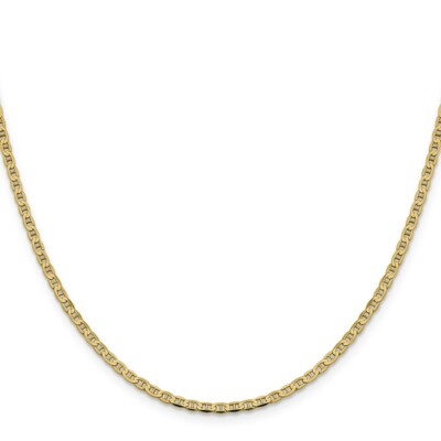Pre-owned Samajewelers Real 10kt Yellow Gold 2.4mm Flat Anchor Chain; 24 Inch; Lobster Clasp