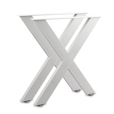 Bituxx Tischbeine Tischgestell Tischuntergestell Stahl Kreuz Weiss 72x60