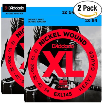 2-PACK D'Addario EXL145 Heavy Plain Third XL Nickel Guitar Strings 12-54