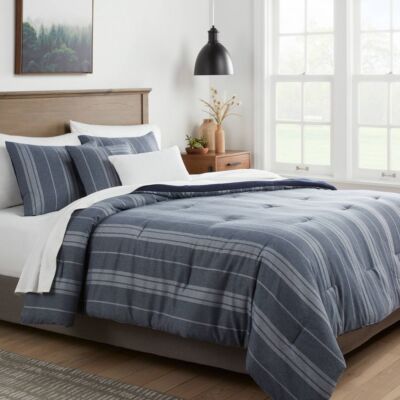 Threshold 5-Piece Comforter Set Herringbone Decorative Pillows