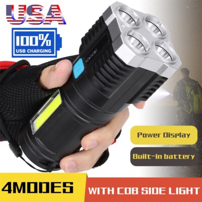 Ultra-Bright USB LED Searchlight Rechargeable Handheld Spotlight Torch Flashligh