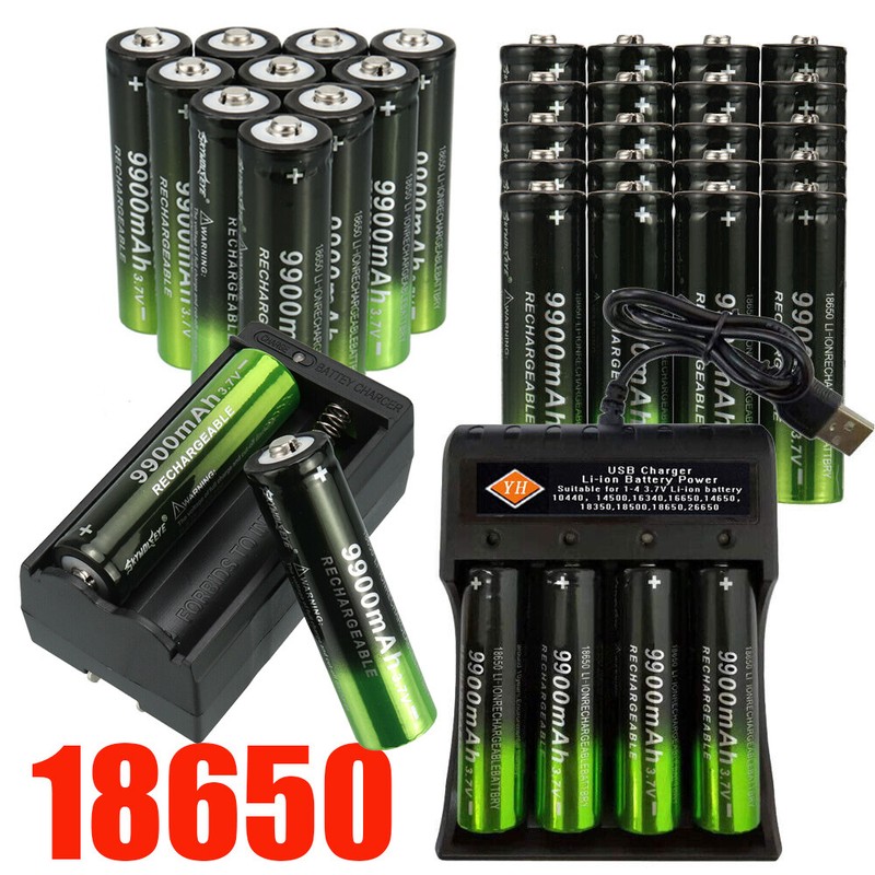 Battery 3.7V Rechargeable Batteries Smart USB Charger For Headlamp Lot