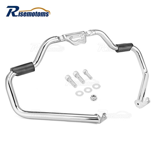 Chrome Black Mustache Engine Guard Highway Crash Bar For Harley Softail 2018-23