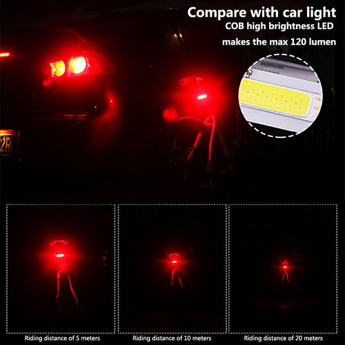 6 Modes LED Bicycle Cycling Tail Light USB Rechargeable Bike Rear Warning Light