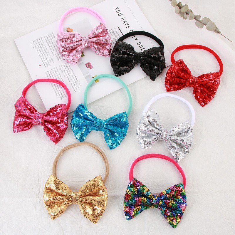 Glitter Hair Ties Sequin Bow Hair Rope Ponytail Holders Elastic