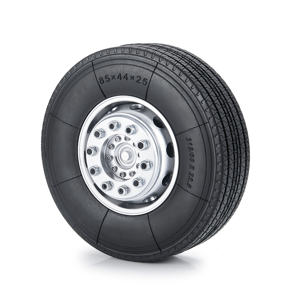 Alloy Front Rear Wheel Rims & Tires for 1/14 Tamiya Trailer Tractor Truck RC Car