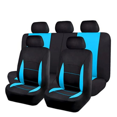 Car Seat Covers Front Rear Polyester Easy Installation Full Set Black Mint Blue