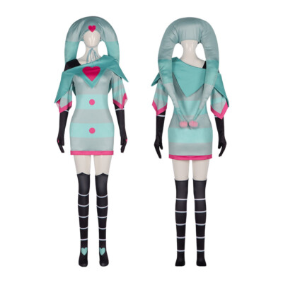 Helluva Boss Fizzarolli Cosplay Costume Halloween Outfit Green Top Pants Hat