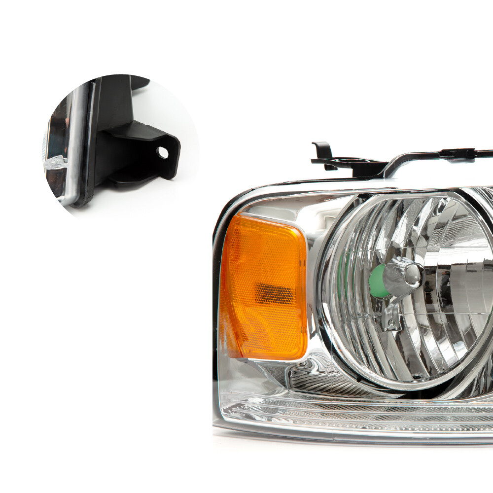2X HEADLIGHT ASSEMBLY FIT FOR 04-08 FORD F-150 F150 CHROME HOUSING CLEAR SIDE US