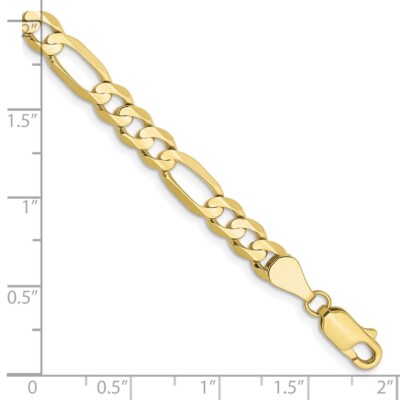 Pre-owned Superdealsforeverything Real 10kt Yellow Gold 5.5mm Concave Open Figaro Chain Chain Bracelet; 8 Inch