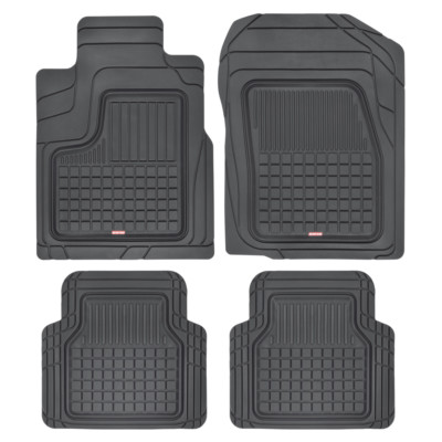 Motor Trend Performance Plus Semi-Custom All Weather Rubber Car Floor Mats Black