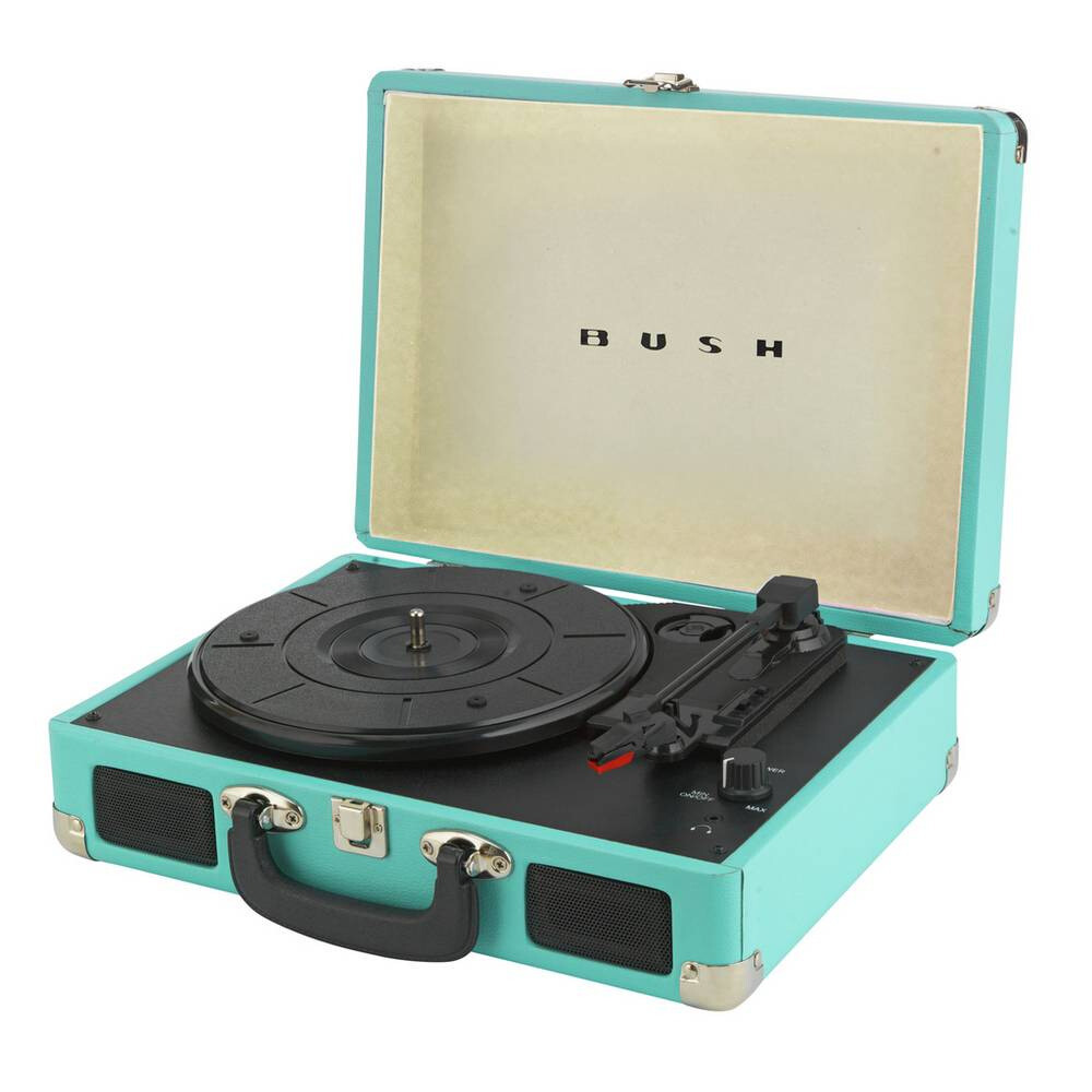Bush Classic Retro Portable Case Record Player - Teal | in Litherland