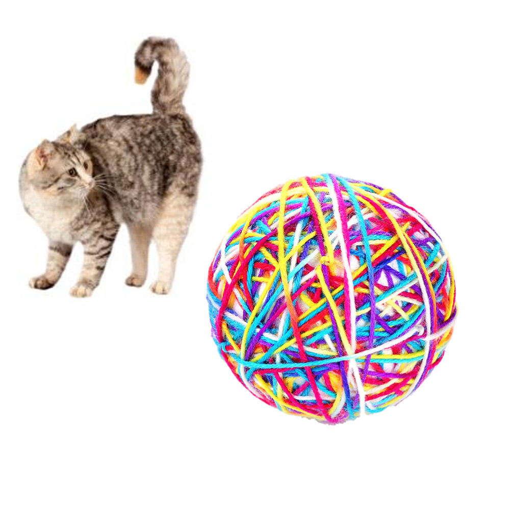 Colorful Woolen Yarn Cat Toy Balls for Indoor Play
