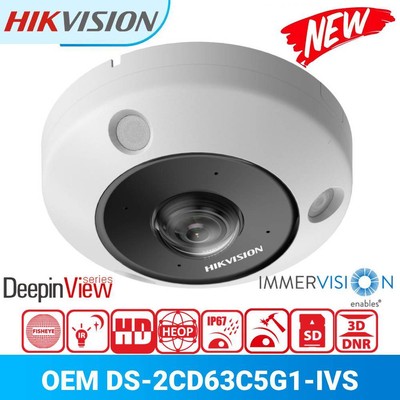 Hikvision DS-2CD63C5G1-IVS 12MP DeepinView IP Network Camera with 180° View PoE