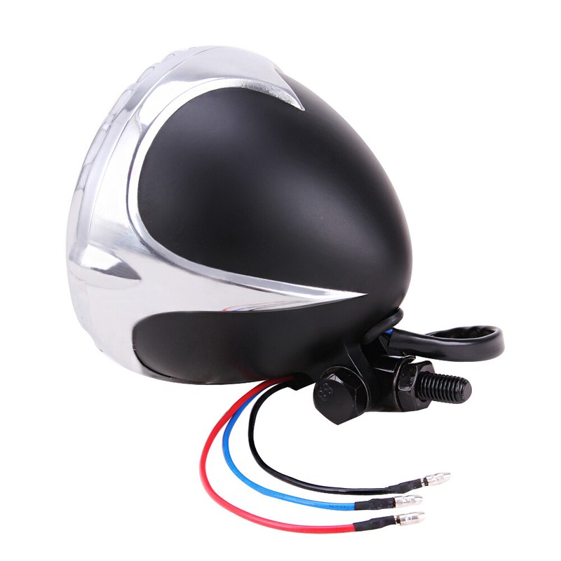 4.5" Motorcycle Headlight Lamp Finned Grill For Harley Chopper Bobber Cafe Racer
