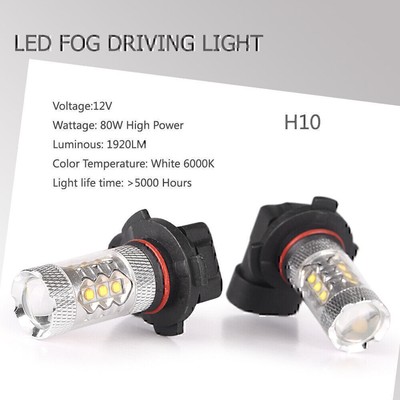 2x H10 80W 1920LM LED Fog Light Driving Lamp Headlight Bulb US