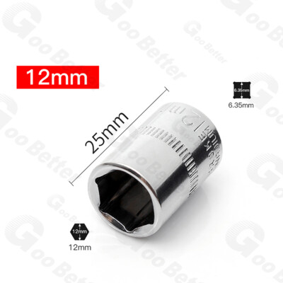 1/4'' Square Drive Hex Socket Bit Impact CR-V Metric 4mm-14mm Screwdriver Bits
