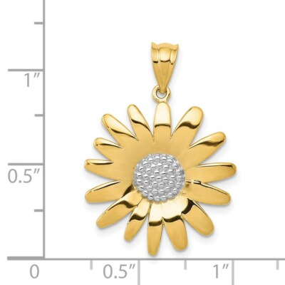 Pre-owned Superdealsforeverything Real 14kt W/rhodium Sunflower Pendant In Yellow