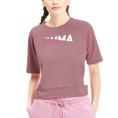 

Puma Modern Sports Sweat Crew Neck Футболка с коротким рукавом Женские розовые повседневные топы, Розовый