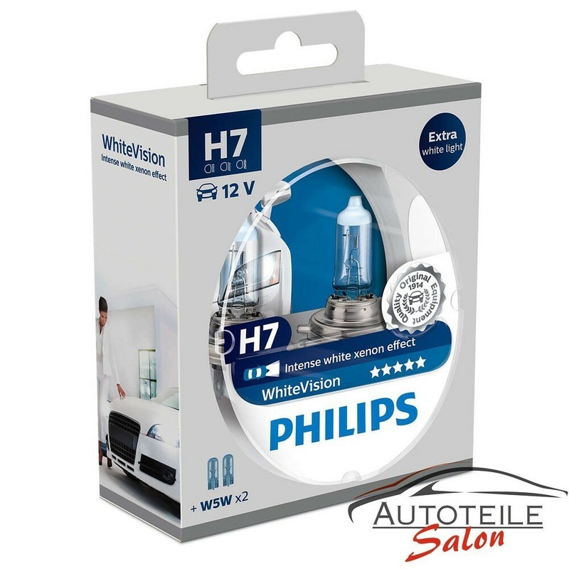 Philips WhiteVision H7 60/% mehr Licht 2x W5W 12972WHVSM Xenon Effekt Abblendlich