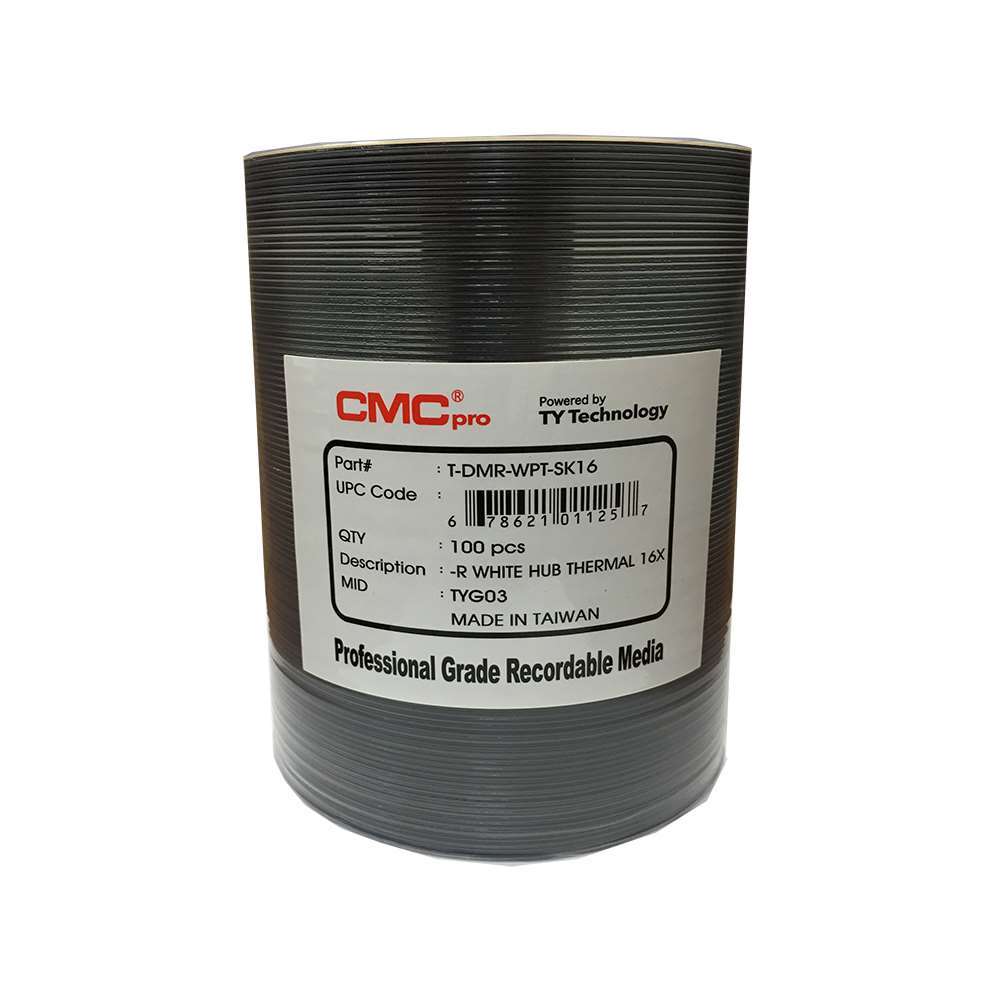 100 CMC Pro Taiyo Yuden 16X DVD-R White Everest Thermal Hub Printable Media