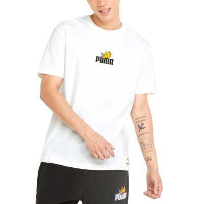 

Puma Garfield X Graphic Crew Neck Short Sleeve TShirt Mens Size  Casual Tops, Белый, Puma Garfield X Graphic Crew Neck Short Sleeve TShirt
