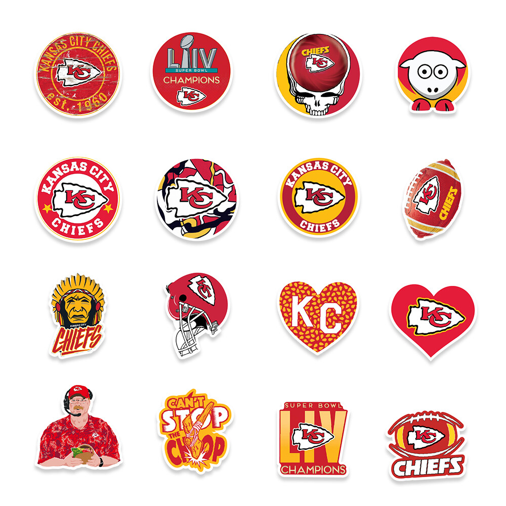 50 Pcs Stickers Kansas City Chiefs NFL Sports Luggage Skateboard Phone Vinyl