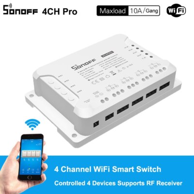 SONOFF 4CH Pro R3 WiFi Smart Switch 4 Channel RF/APP/Voice/LAN Control for Alexa