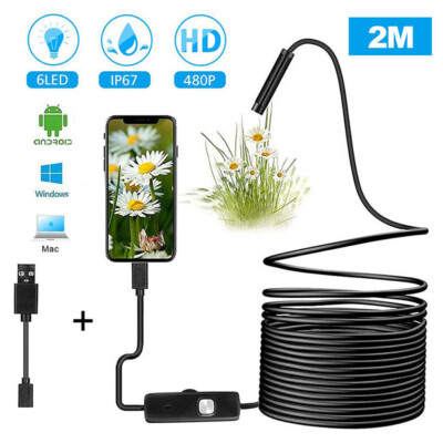USB Endoscope Borescope Inspection Tube HD Camera For Android Mobile Phone US