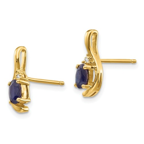 Pre-owned Goldia 14k Diamond & Sapphire Earrings In Yellow