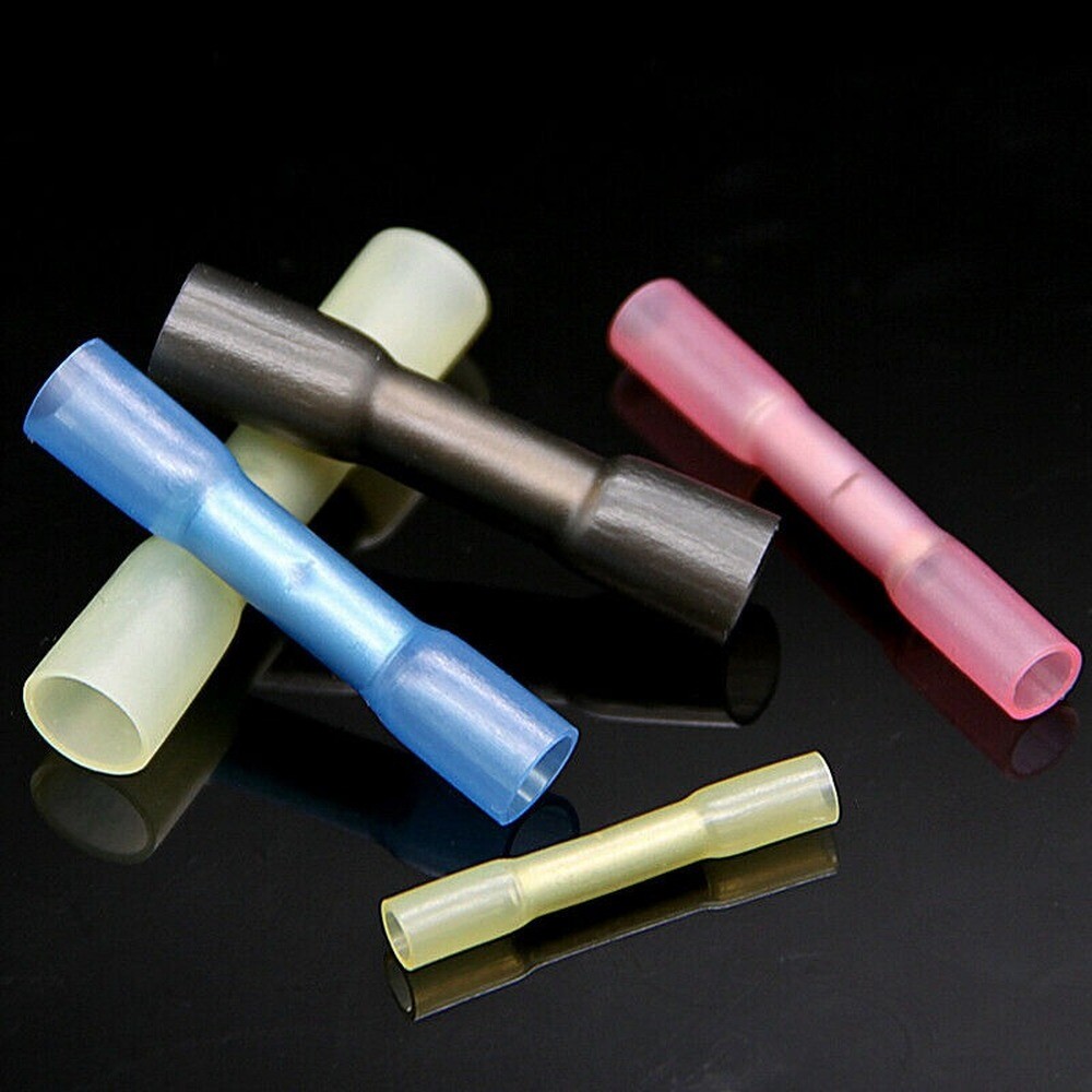 100Pcs 5 Size Heat Shrink Butt Wire Connectors Electrical Crimp Splice