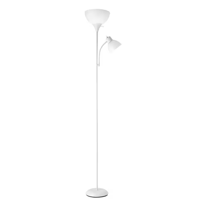 Globe Electric Floor Lamp Torchiere Reading Light 72 in White Adjustable Dimmer