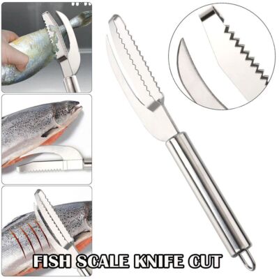 3-In-1 Fish Scale Remover Hanging Fish Scale Cutter Stainless Steel Fish Scaler