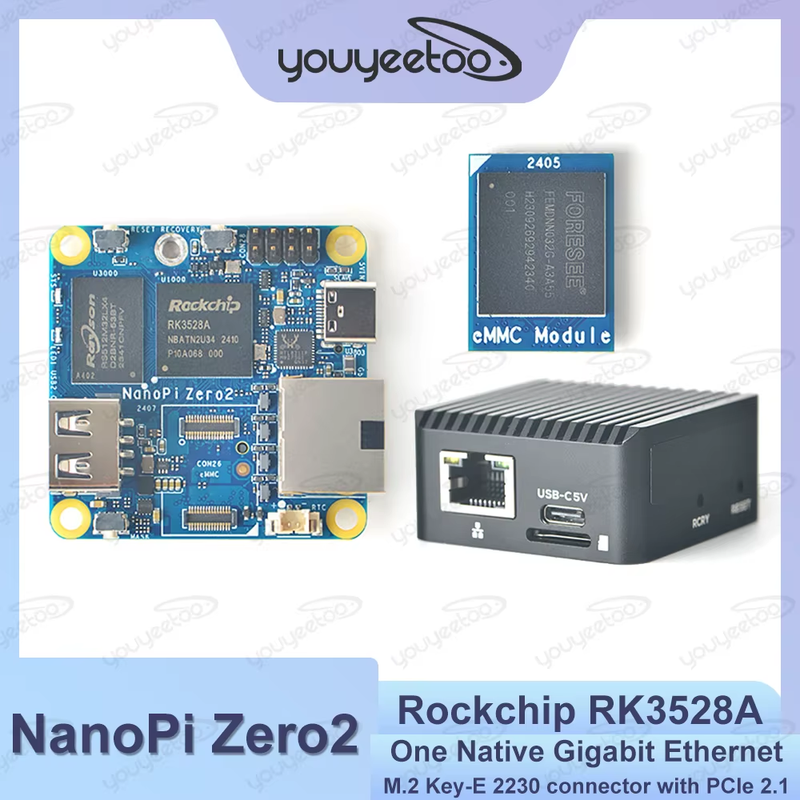 NanoPi Zero2 ARM Board 1GB / 2GB RAM Rockchip RK3528A Gigabit Ethernet Port Supp