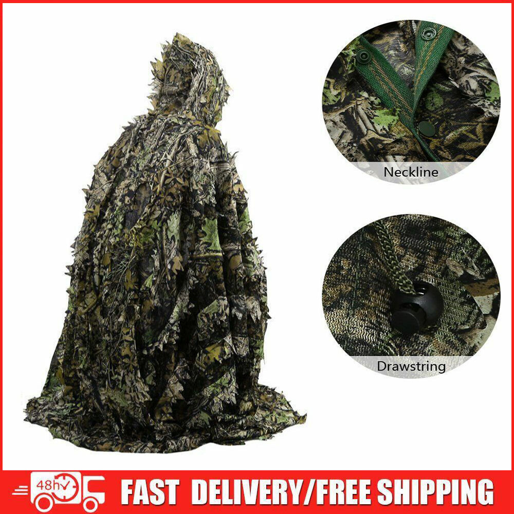 CS Hunting Ghillie Suit 3D Maple Leaf Stealth Cloak Bionic Camouflage Poncho