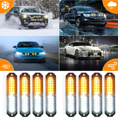 8x 12LED Strobe Light Grill Side Marker Beacon Emergency Hazard Warning Light