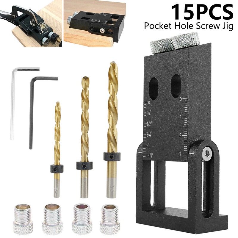15 tlg Holzbearbeitung Dübel Bohrschablone Handheld Jig Bohrhilfe Hole Drill Jig