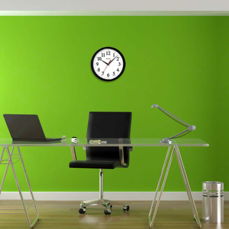 Corded Wall Clock 14 inch Black Electric with AC Adapter Included Battery Backup