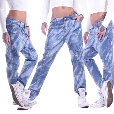 Damen Boyfriend Jeans Chino Baggy Harems Hose Hüftjeans Stretch Girlfriend D33