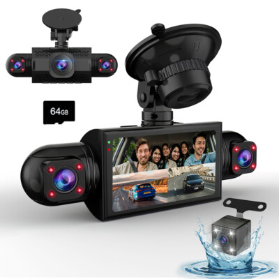 4 Channel Dash Camera FHD 1080P Front and Rear Inside Driving Recorder G-Sensor
