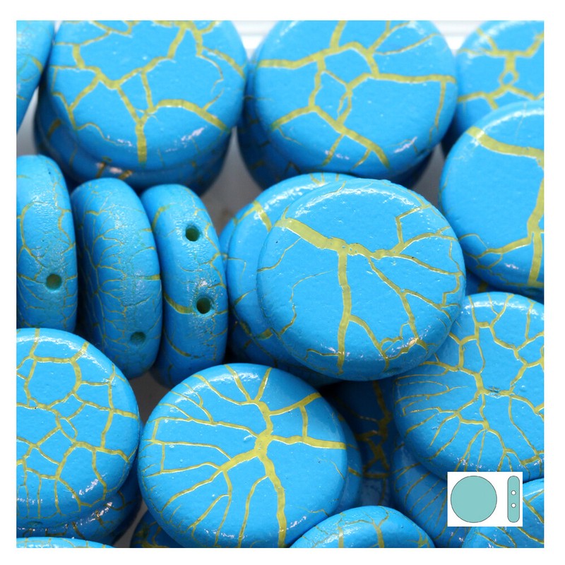 Rutkovsky 111-95052 Coin 2 Holes Pressed Beads Czech Glass 14mm Size 6 Pieces