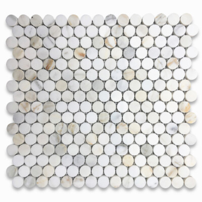 G93XH Calacatta Gold Calcutta Marble 3/4 inch Penny Round Mosaic Tile Honed