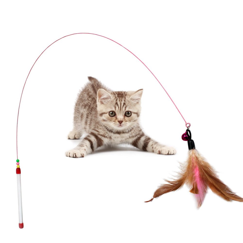 Cat Toy Feather Teaser Wand with Bell Interactive Pet Toy