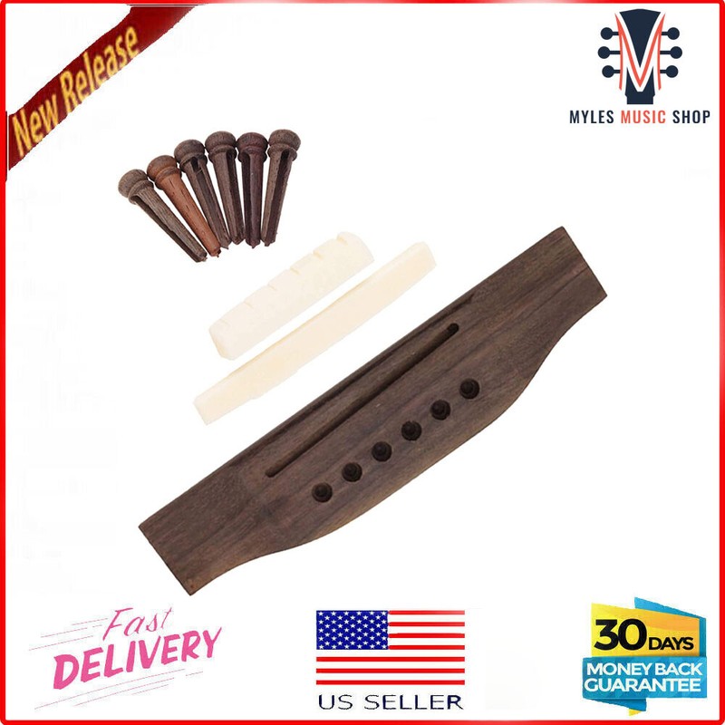 Rosewood Acoustic Guitar Bridge Pins Saddle Nut Fit Washburn